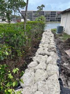 Rock seawall